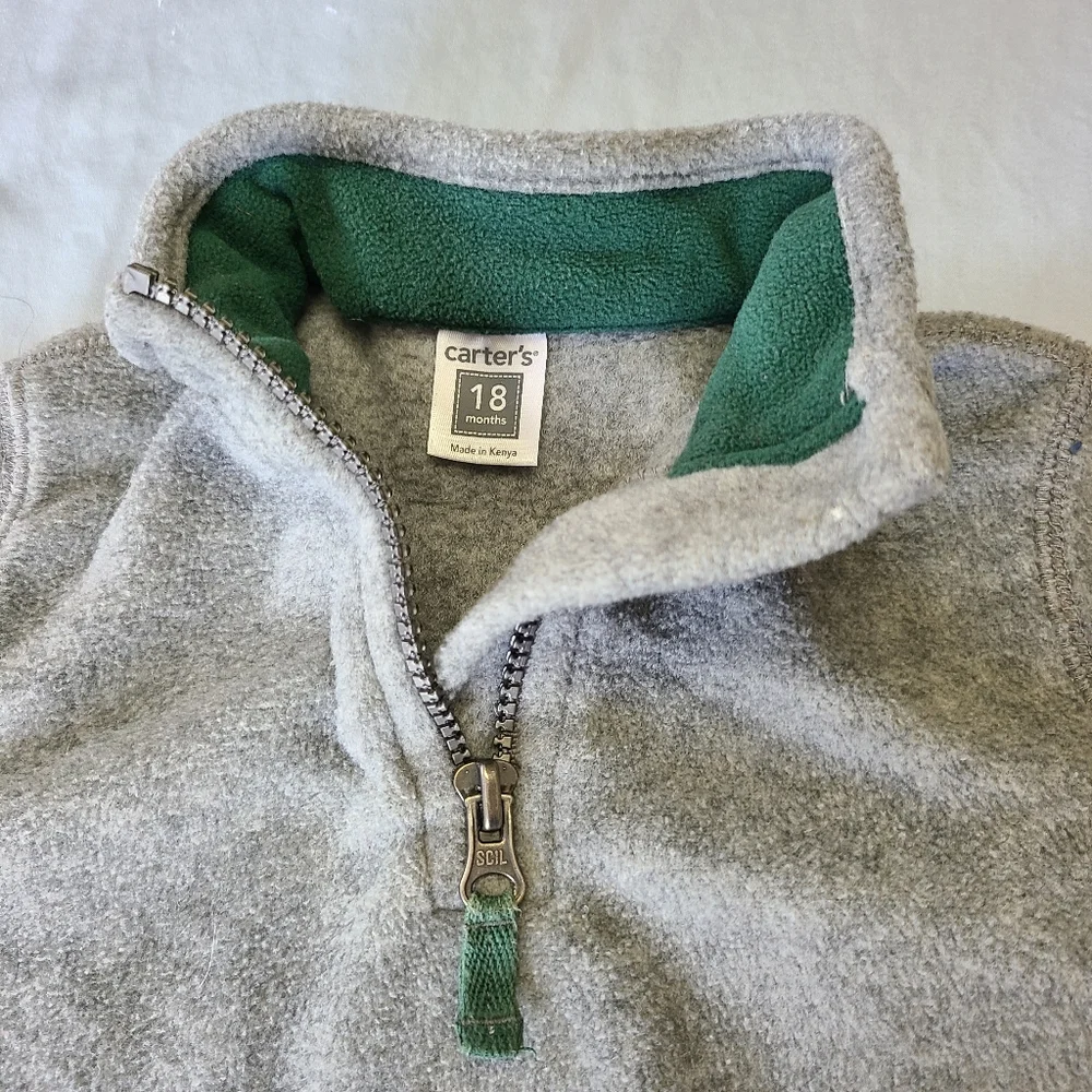 4/$15 Grey carter's quarter zip fleece 18m